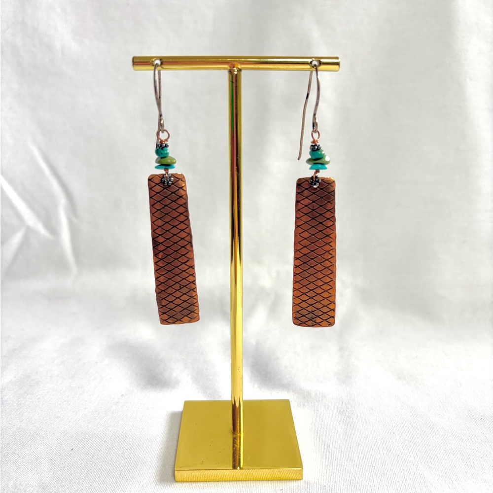 Textured Copper Dangle Earrings